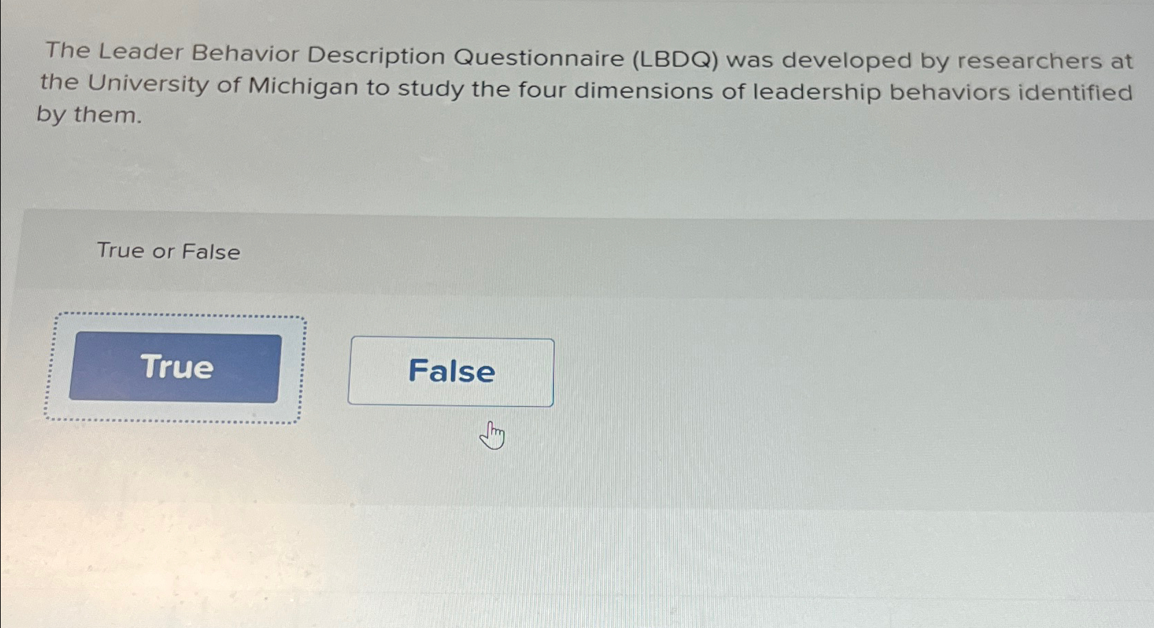 Solved The Leader Behavior Description Questionnaire (LBDQ)