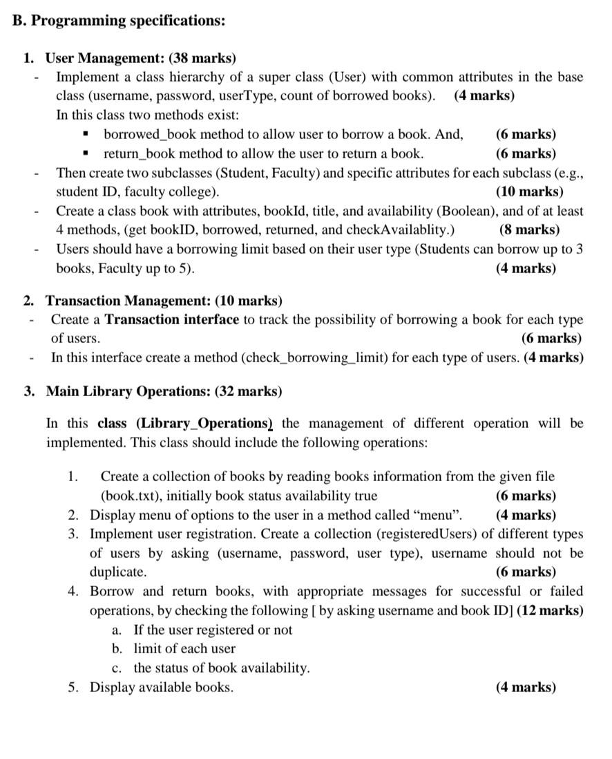 Solved Assignment Title: Library Management System A. | Chegg.com