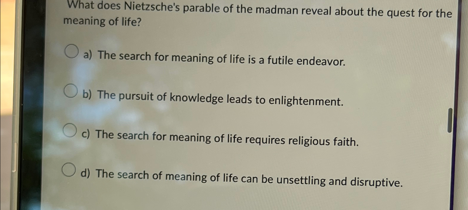 Solved What does Nietzsche's parable of the madman reveal | Chegg.com