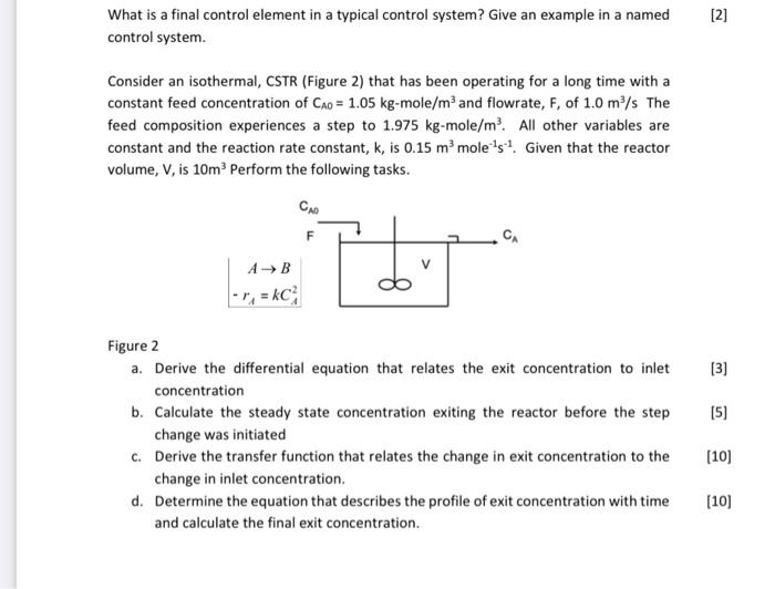 Solved [2] What is a final control element in a typical | Chegg.com
