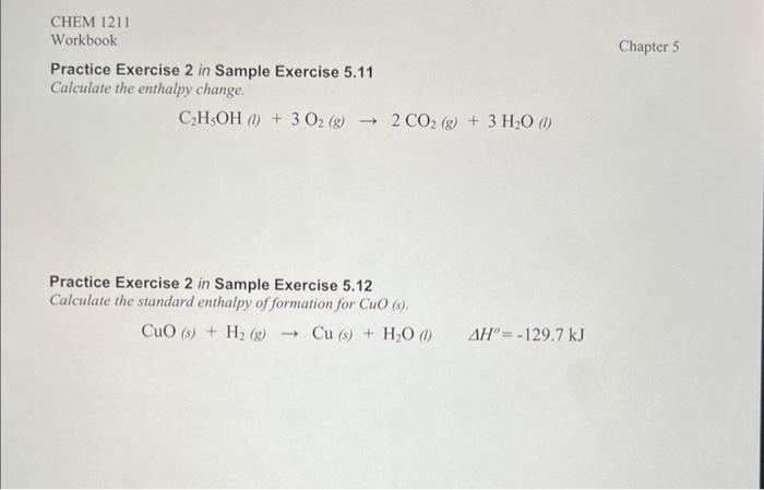 Solved Chem 1211 Workbook Practice Exercise 2 In Sample Chegg