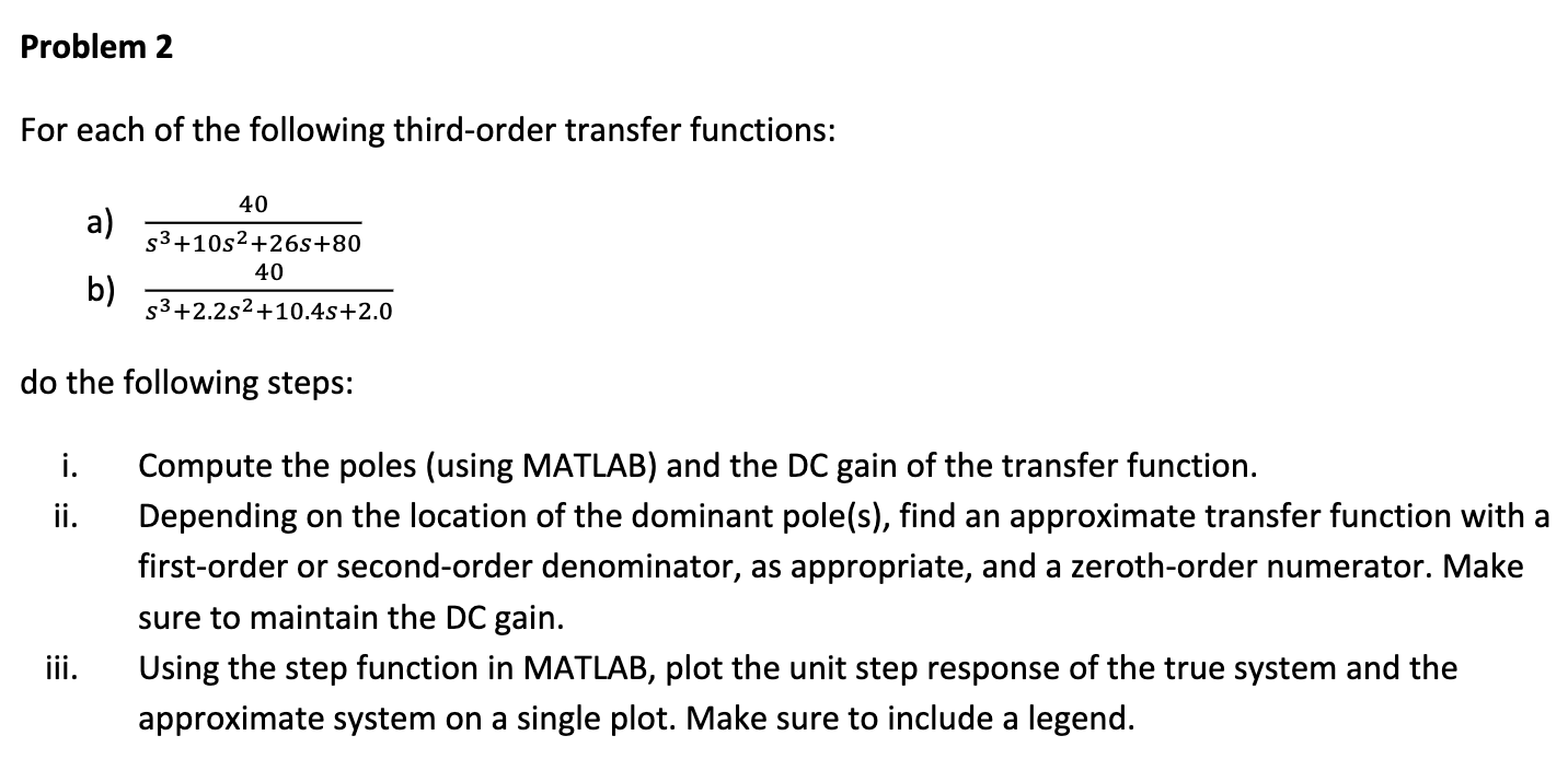 Solved Problem 2For each of the following third-order | Chegg.com