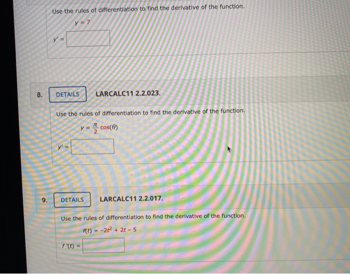 Solved Use the rules of differentiation to find the | Chegg.com
