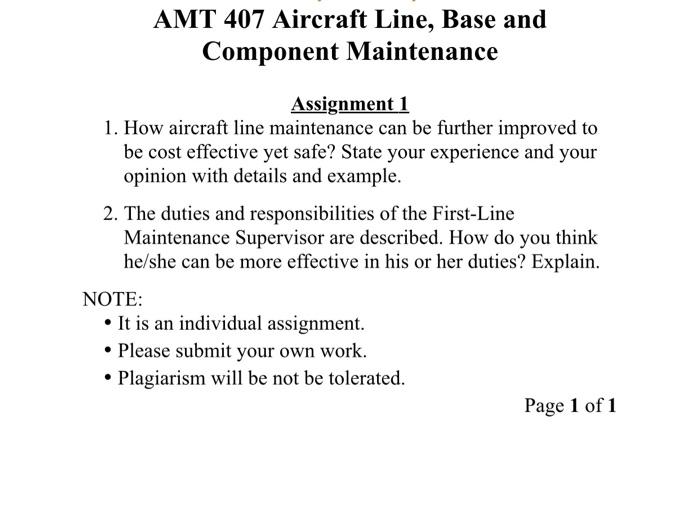 Solved How aircraft line maintenance can be further improved | Chegg.com