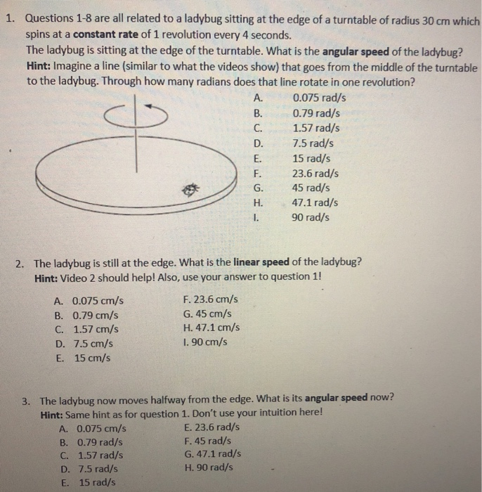 Solved 1. Questions 18 Are All Related To A Ladybug Sitt