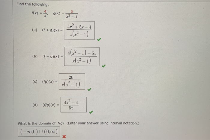 Find The Following F X G X 5 X2 1 A F Chegg Com