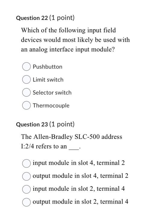 Which of the following input field devices would most | Chegg.com