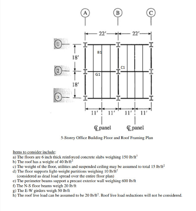 Solved 5-Storey Office Building Floor And Roof Framing Plan | Chegg.com