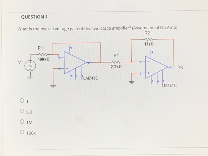 Solved QUESTION 1 What is the overall voltage gain of this | Chegg.com