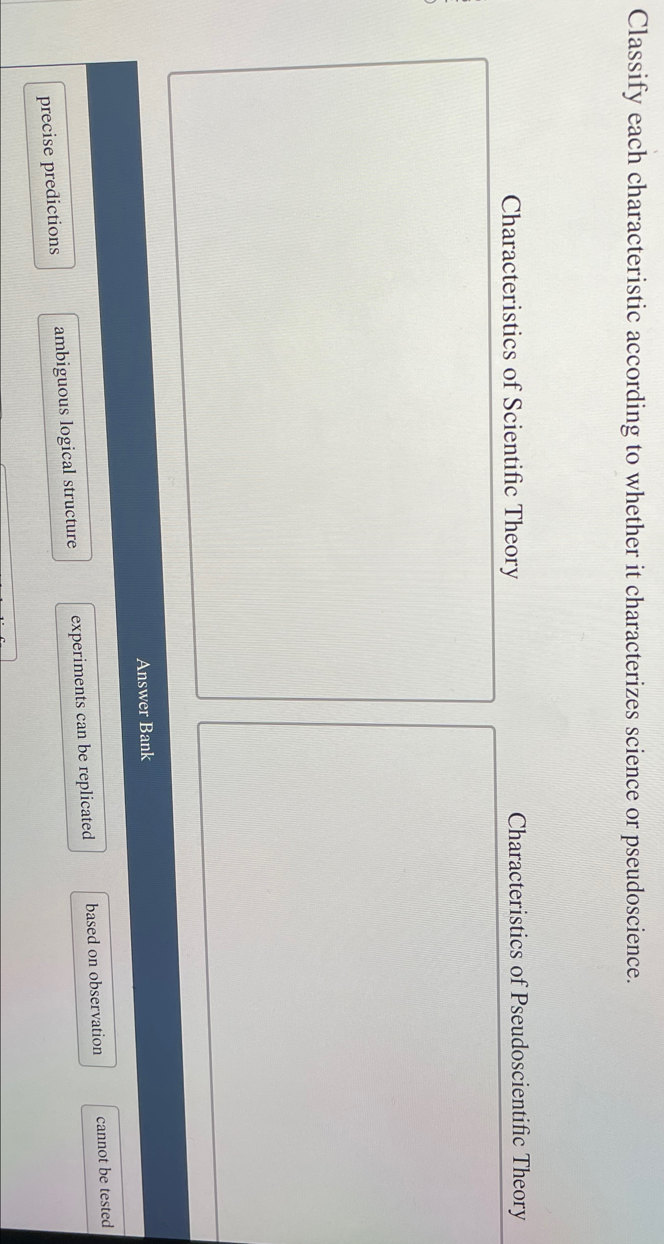Solved Classify each characteristic according to whether it | Chegg.com