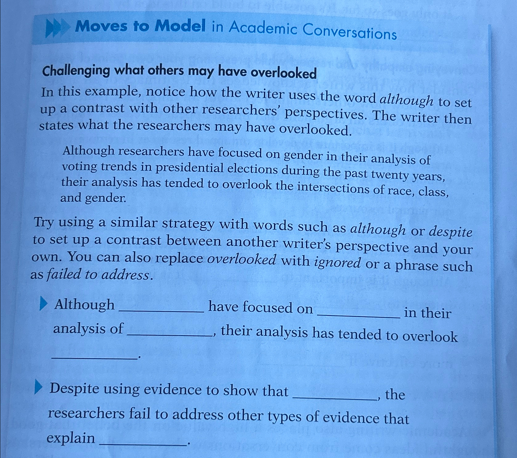 Solved Moves to Model in Academic ConversationsChallenging | Chegg.com