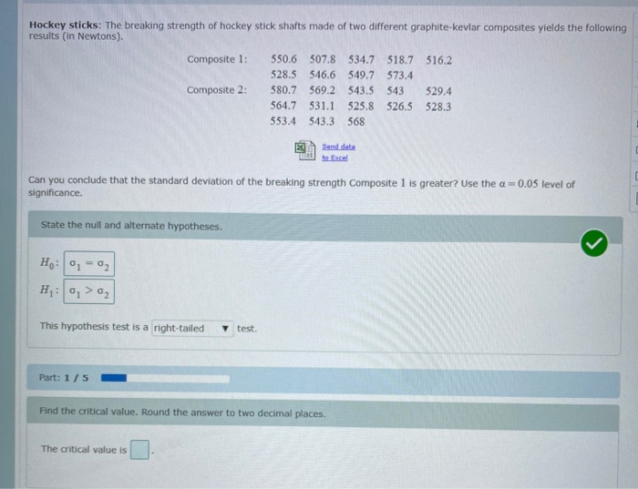 Solved Hockey sticks The breaking strength of hockey stick
