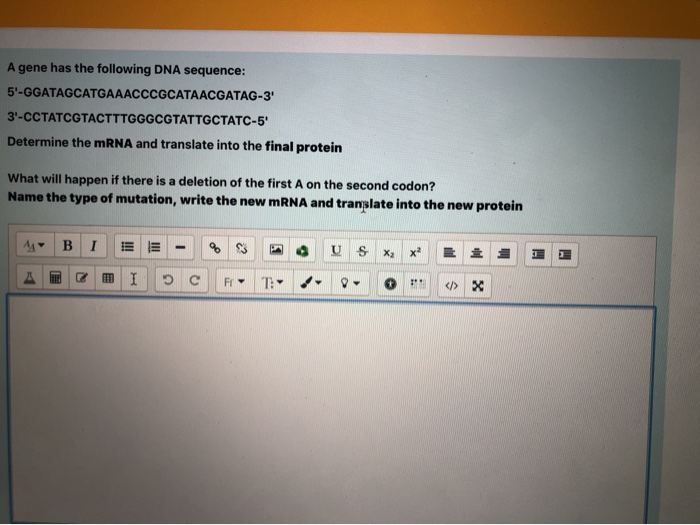 Solved A gene has the following DNA sequence: | Chegg.com