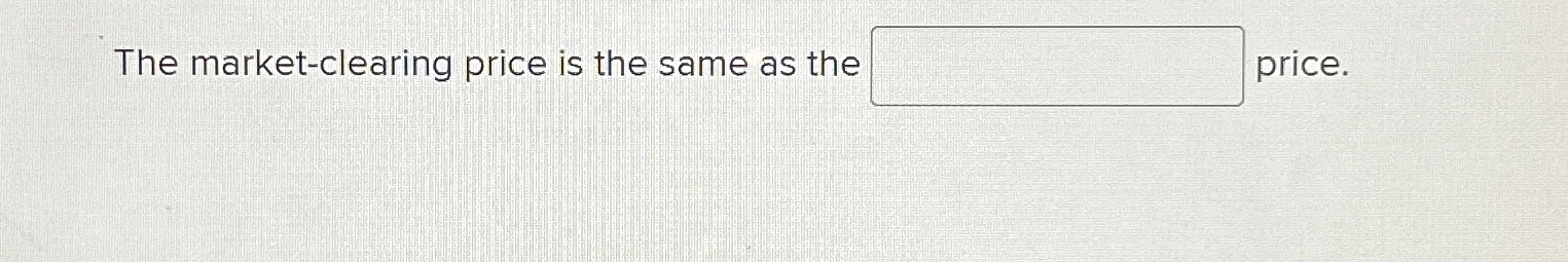 Solved The market-clearing price is the same as the price. | Chegg.com