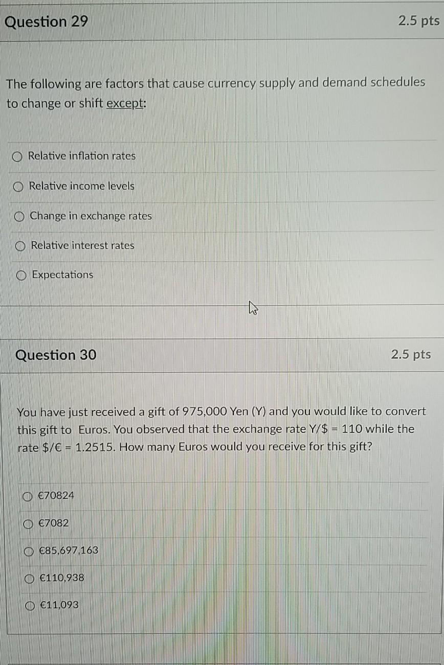 Solved Question 29 2.5 pts The following are factors that | Chegg.com