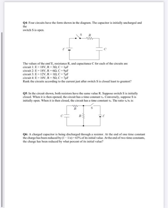 Solved Q4: Four circuits have the form shown in the diagram. | Chegg.com