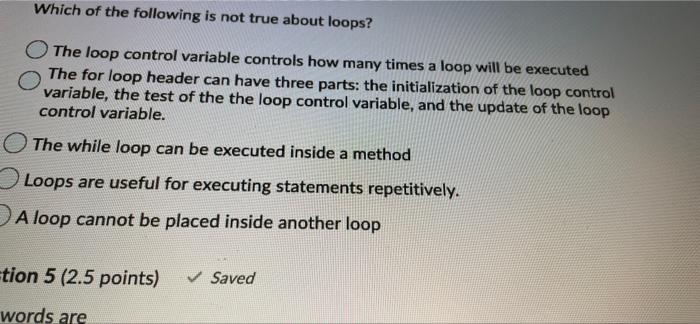 Solved Question 4 (2.5 points) Which of the following is not | Chegg.com