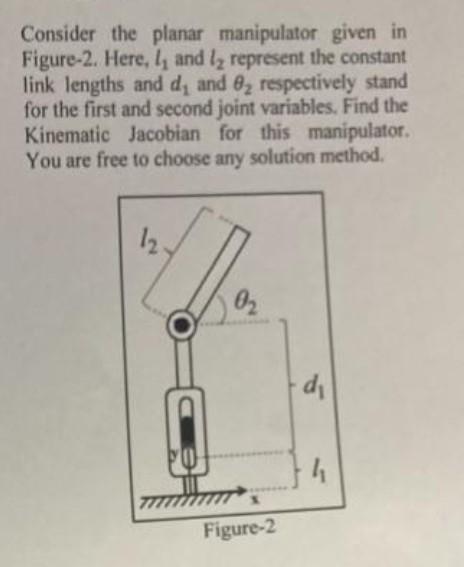 Solved Consider the planar manipulator given in Figure-2. | Chegg.com