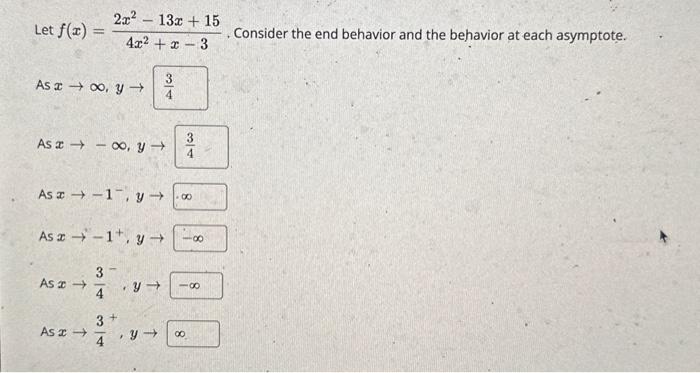 Solved Let F X 4x2 X−32x2−13x 15 Consider The End Behavior