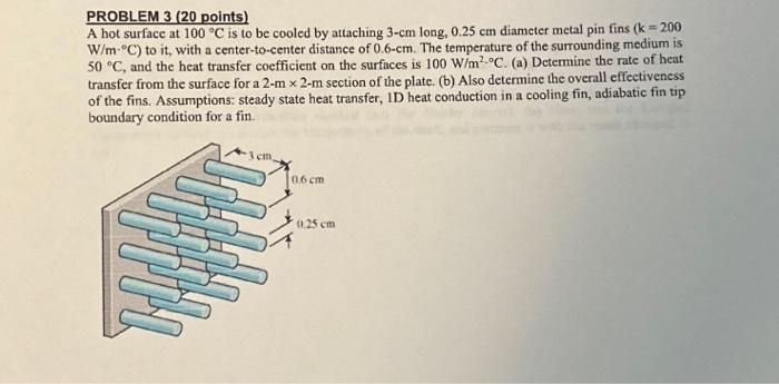 Solved PROBLEM 3 (20 Points) A Hot Surface At 100∘C Is To Be | Chegg.com