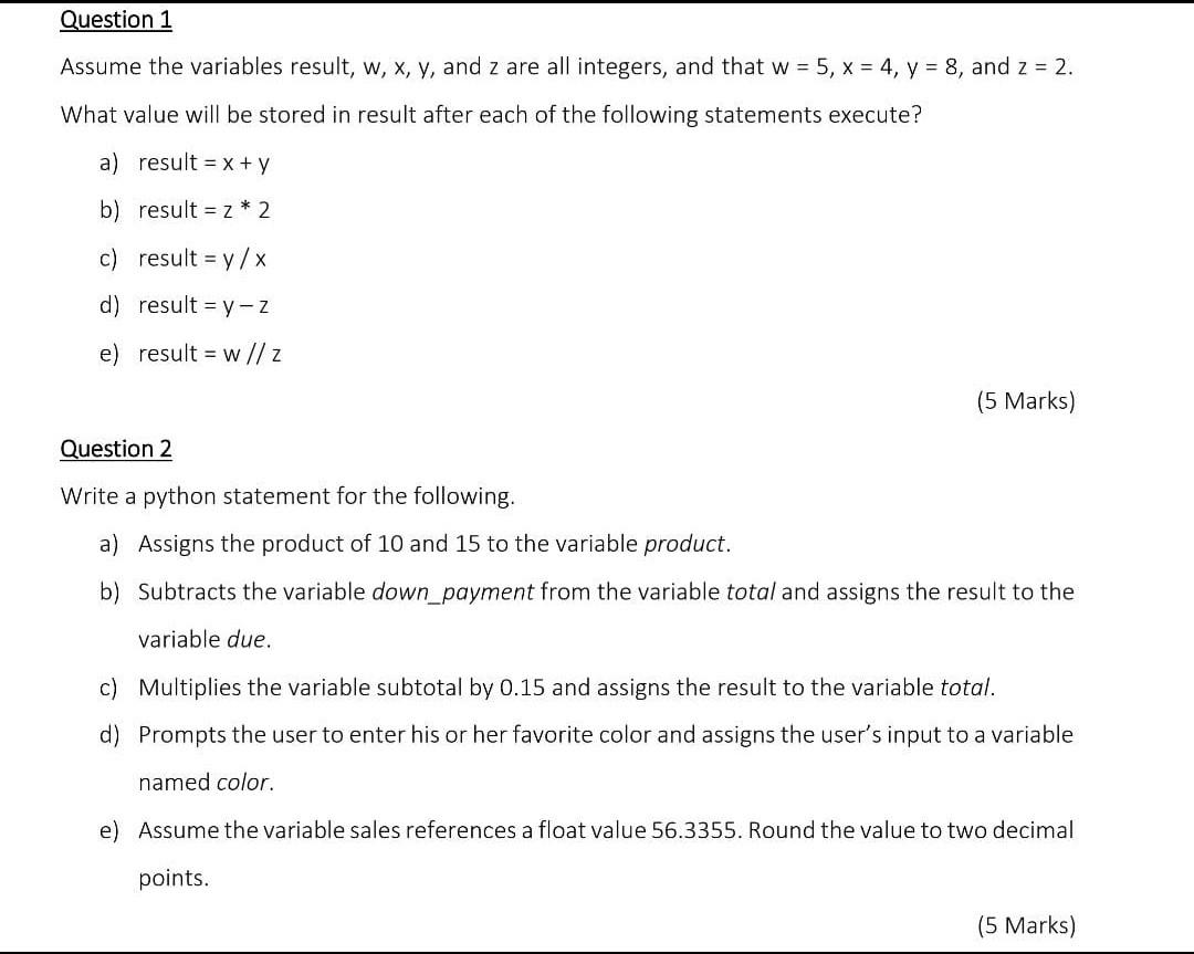 solved-question-1-assume-the-variables-result-w-x-y-and-chegg