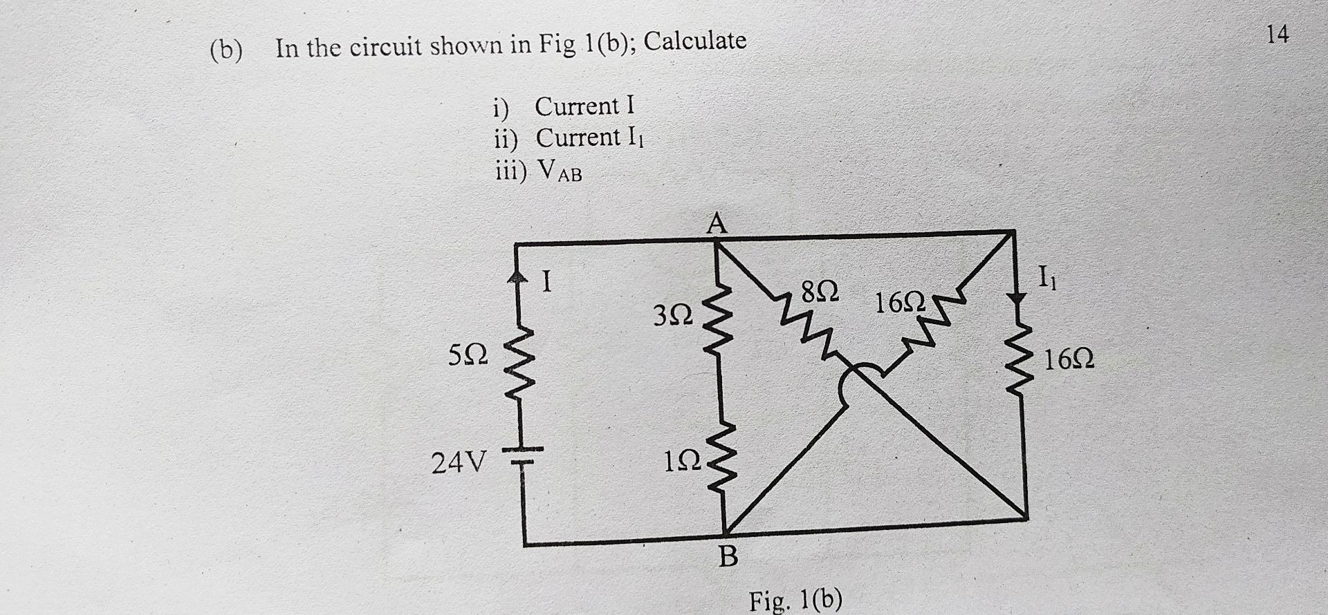 Solved (b) In the circuit shown in Fig 1(b); Calculate i) | Chegg.com