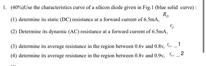 Solved 1. (40%)Use the characteristics curve of a silicon | Chegg.com