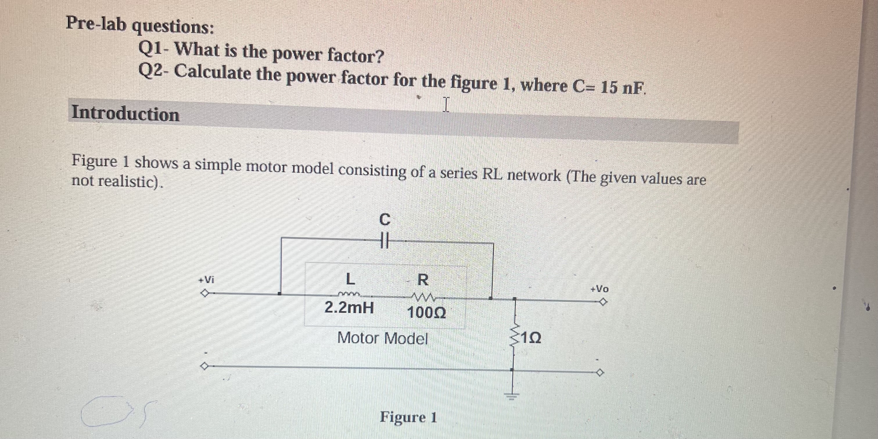 Pre-lab questions:Q1- ﻿What is the power factor?Q2- | Chegg.com