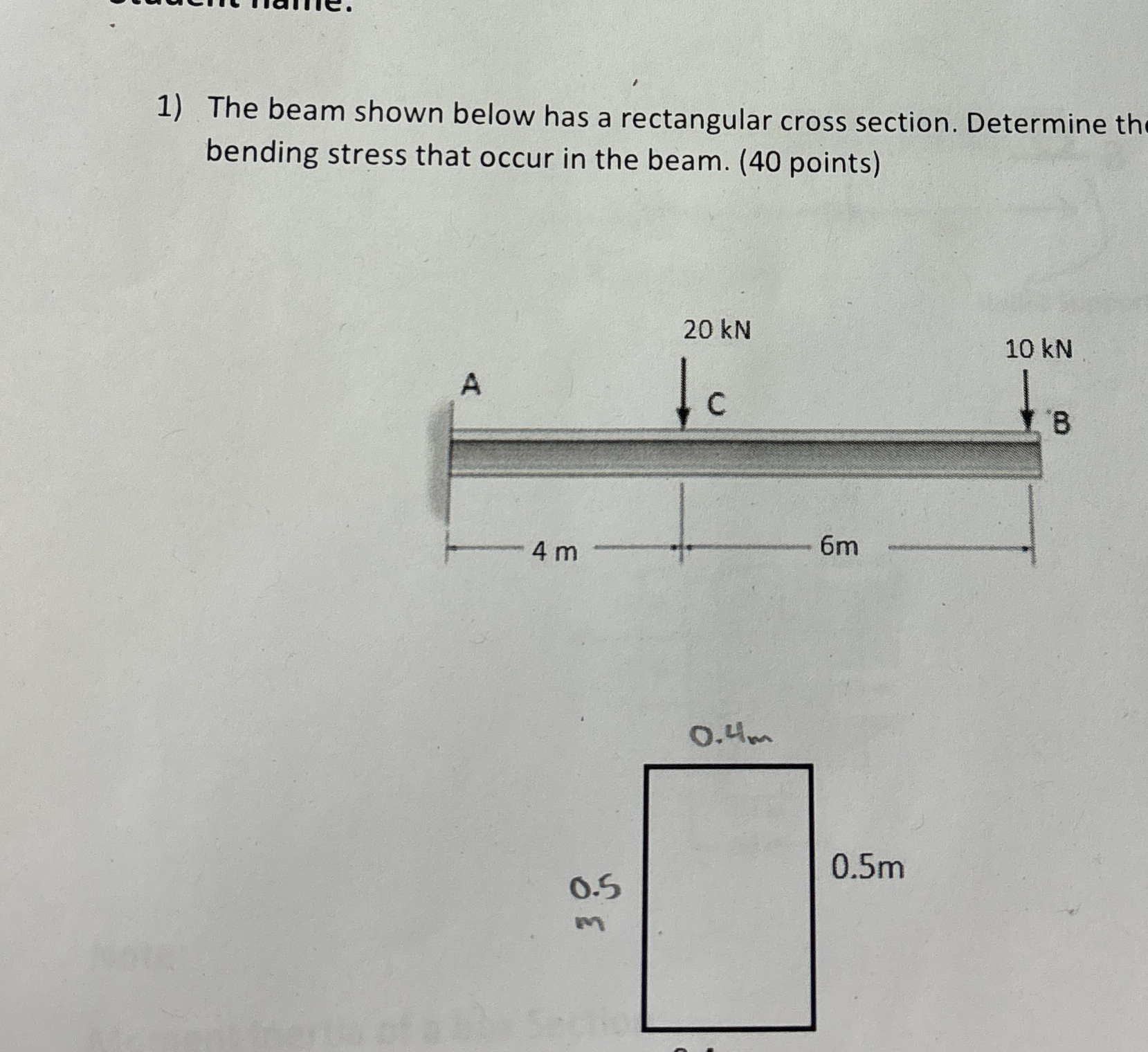 The Beam Shown Below Has A Rectangular Cross Section