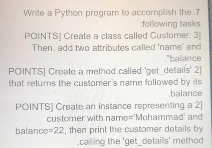 Solved Write a Python program to accomplish the 7 following | Chegg.com