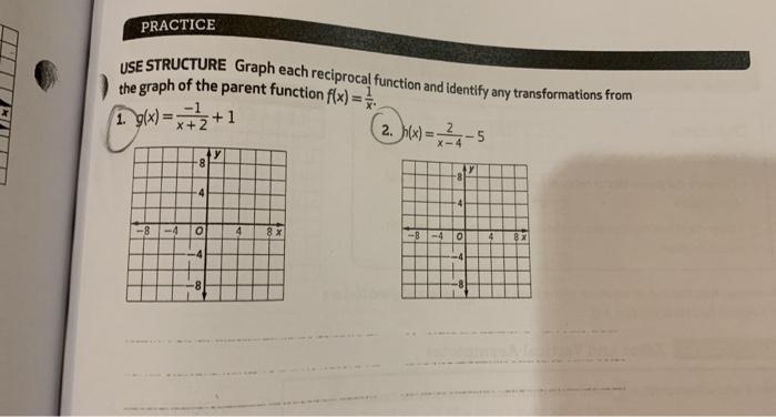 Solved PRACTICE USE STRUCTURE Graph each reciprocal function | Chegg.com