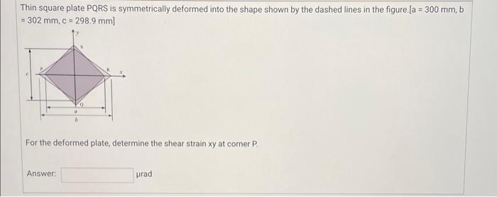 Solved Thin square plate PQRS is symmetrically deformed into | Chegg.com