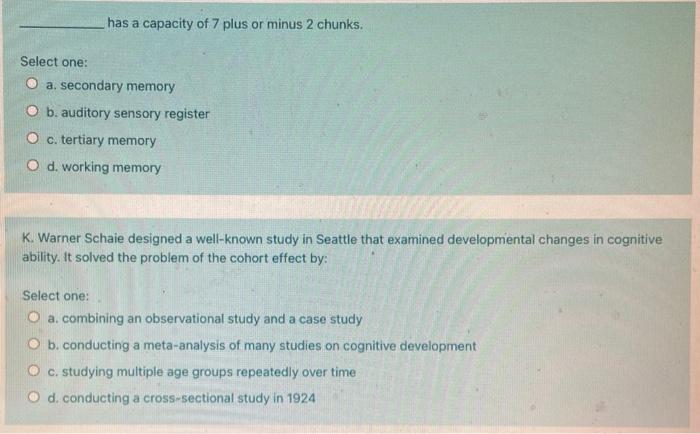 Solved has a capacity of 7 plus or minus 2 chunks. Select | Chegg.com