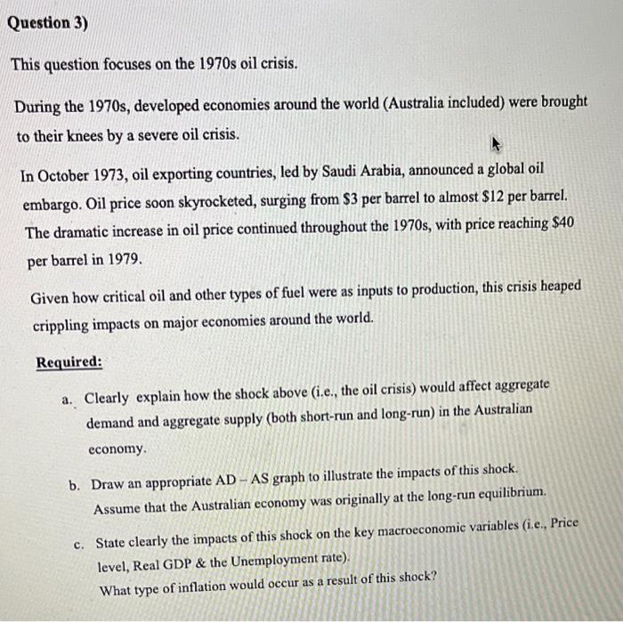 Solved 2uestion 3 This Question Focuses On The 1970 S Oil Chegg Com   Image