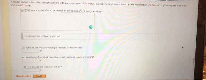 Solved A model rocket is launched straight upward with an | Chegg.com