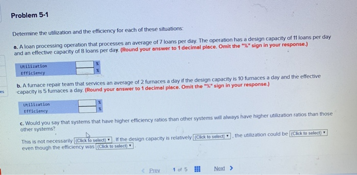 Solved Problem 5-1 Determine the utilization and the | Chegg.com