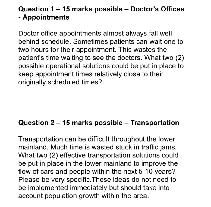 Solved Question 1 – 15 Marks Possible - Doctor's Offices - | Chegg.com