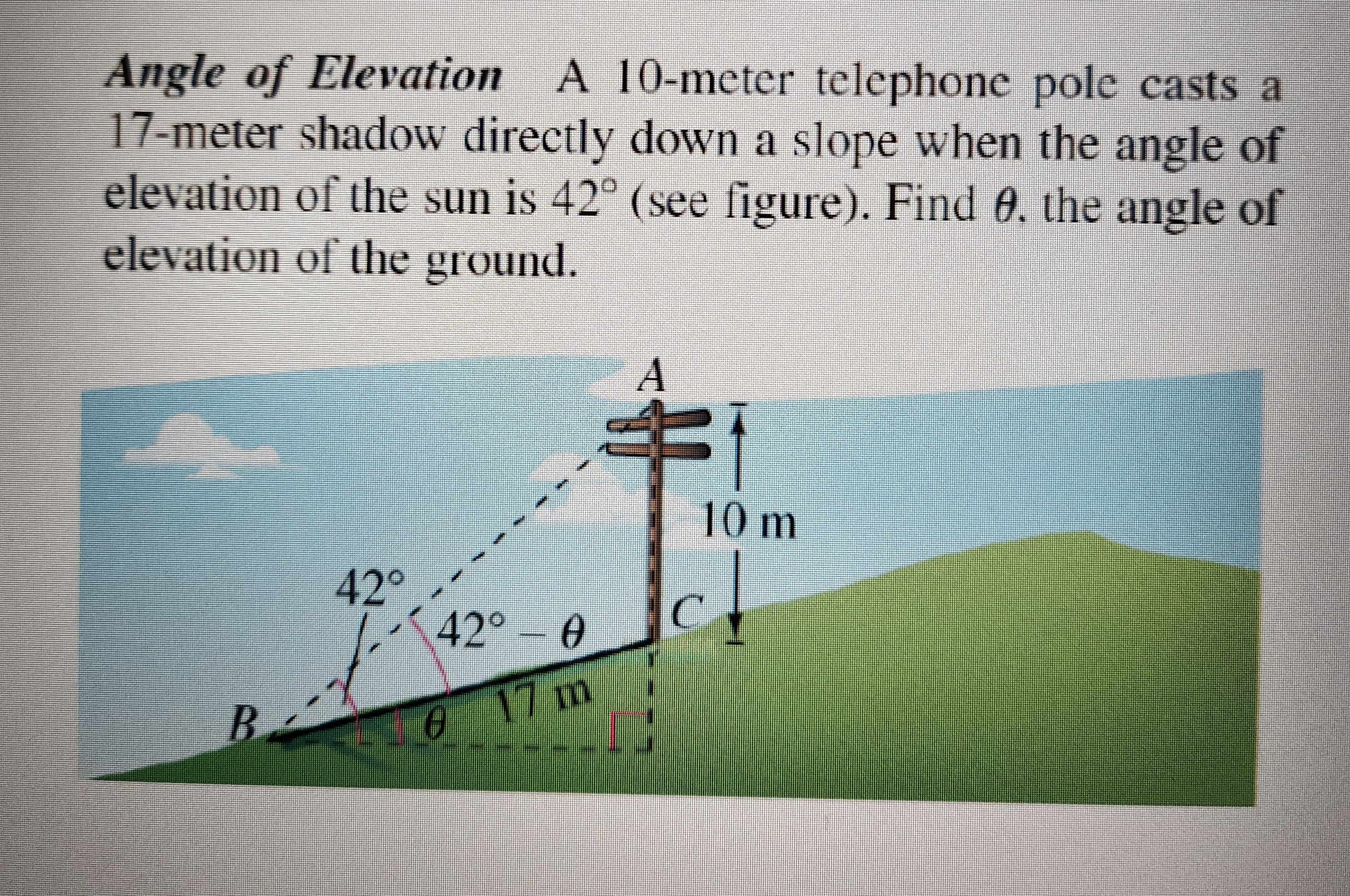 Solved Angle of Elevation A 10-meter telephone pole casts | Chegg.com