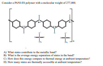 Solved Consider a PANI-ES polymer with a molecular weight of | Chegg.com