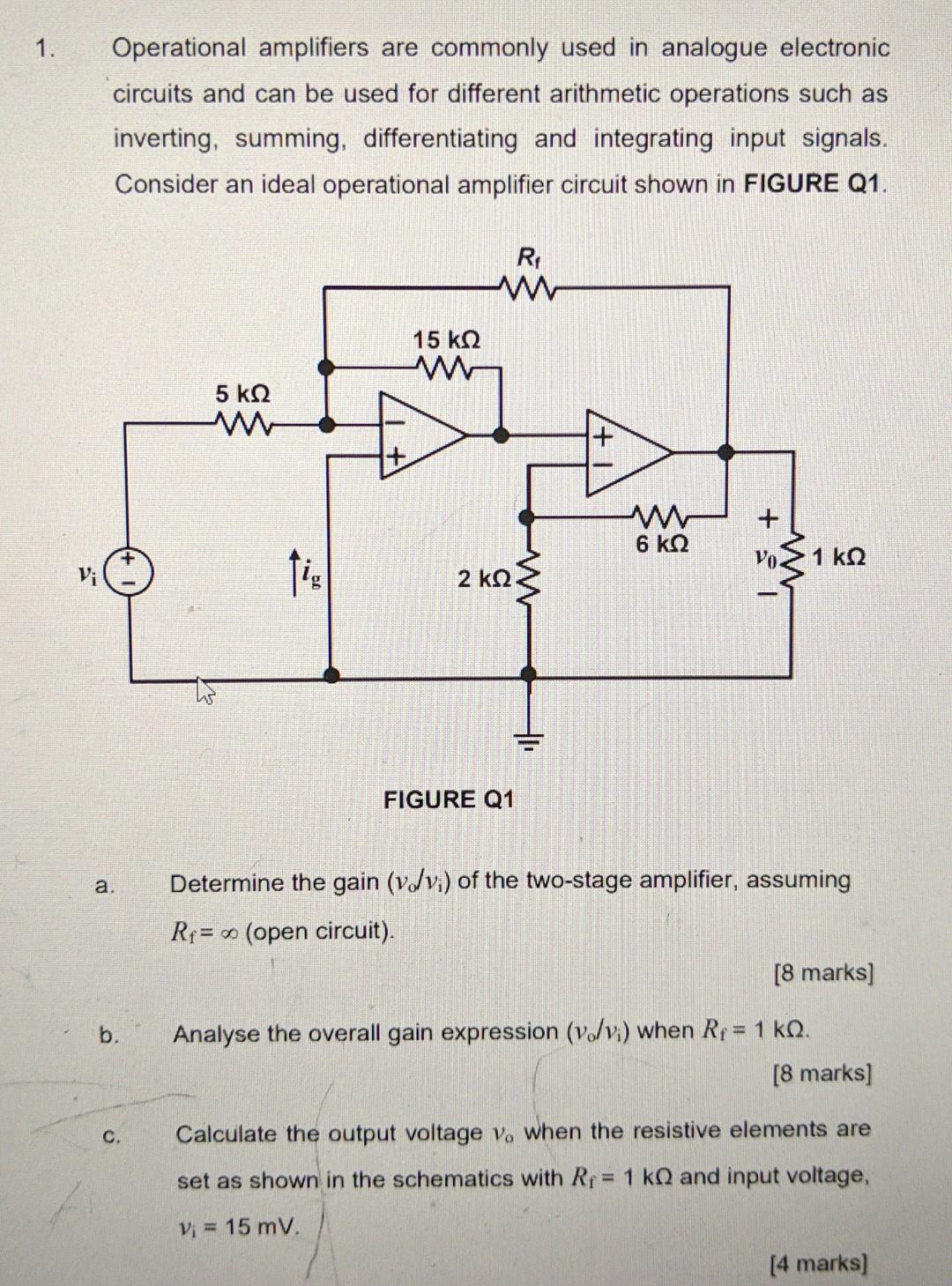 Solved 1. Operational Amplifiers Are Commonly Used In | Chegg.com