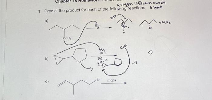Solved 1. Predict the product for each of the following | Chegg.com