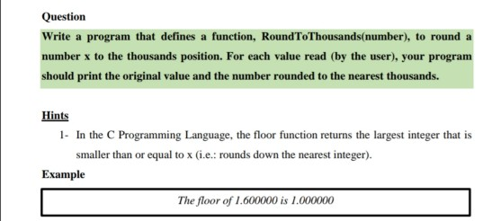 Solved Question Write a program that defines a function, | Chegg.com
