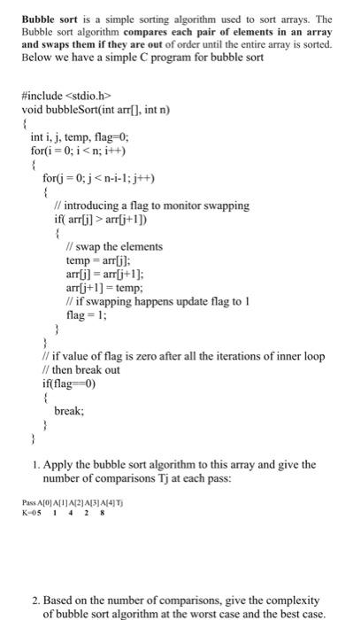 Bubble Sort algorithm in C Programming 