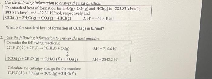 Solved Use the following information to answer the next | Chegg.com