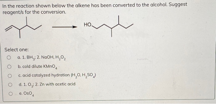 Which Of The Following Is The Major Product In The Chegg Com