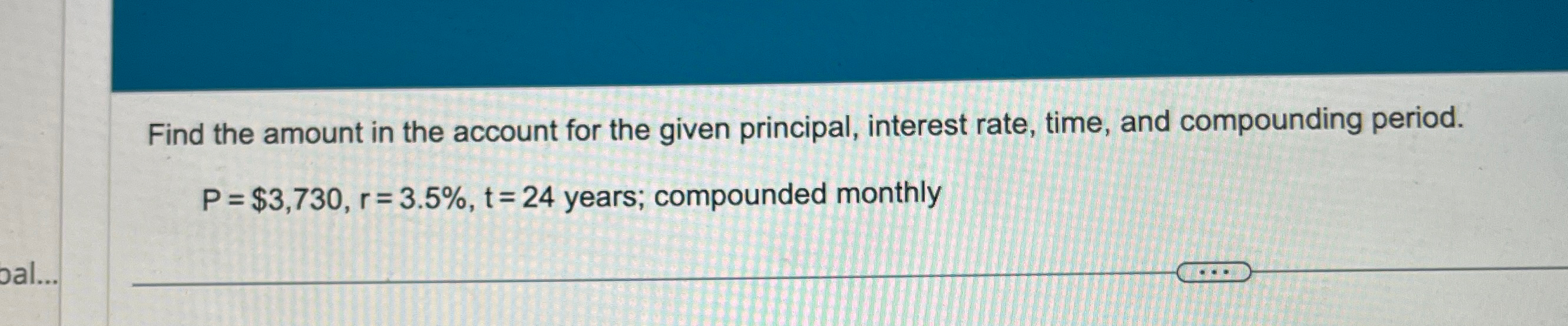 Solved Find the amount in the account for the given | Chegg.com