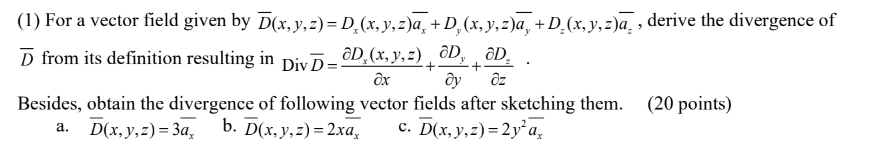 divergence of vector field equation