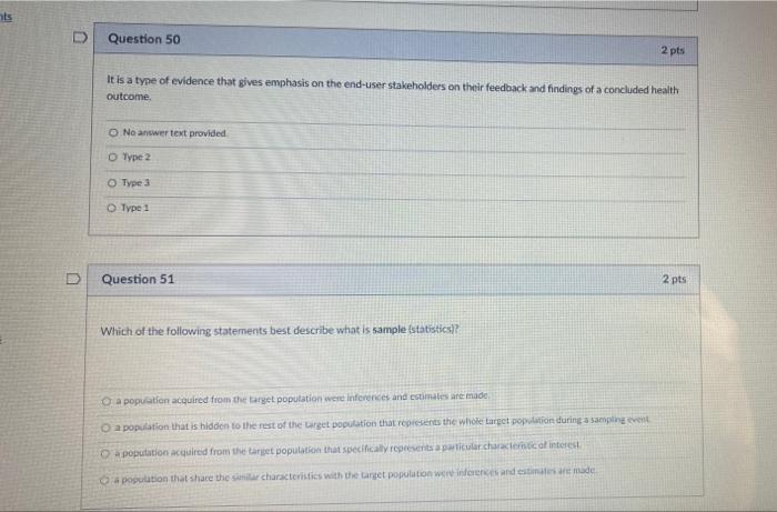Solved ats D Question 50 2 pts It is a type of evidence that | Chegg.com