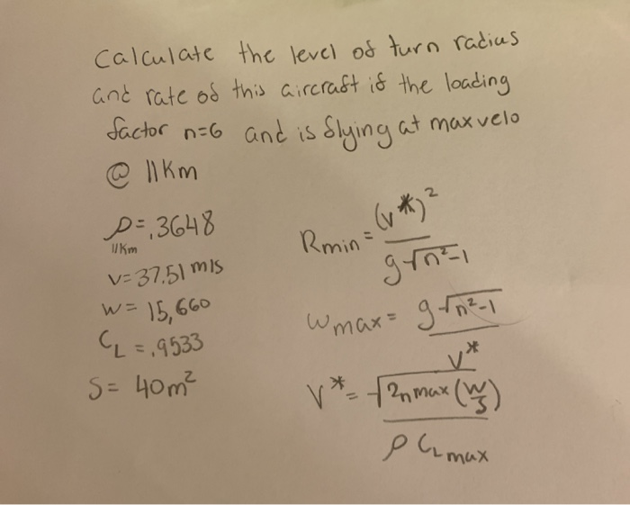 Solved Calculate the level of turn radius and rate of this