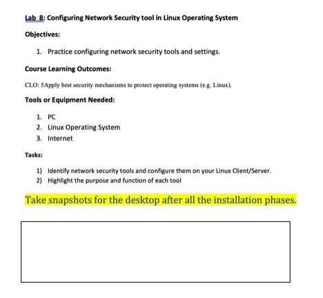 Solved Lab 8: Configuring Network Security tool in Linux | Chegg.com